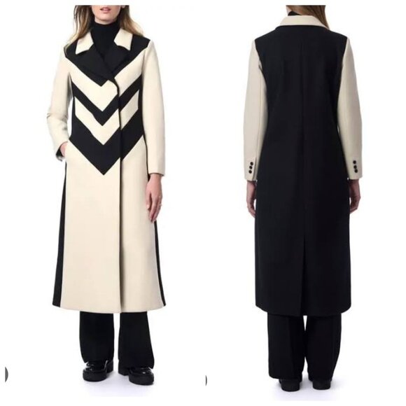 Bernardo Chevron Stripe Longline Coat - Picture 1 of 6